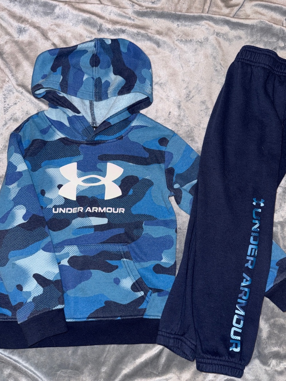 Under Armour Blue Camo Hoodie with Navy Logo Sweatpants